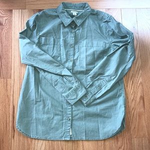L.L. Bean Heritage Sunwashed Canvas Shirt Bay Leaf